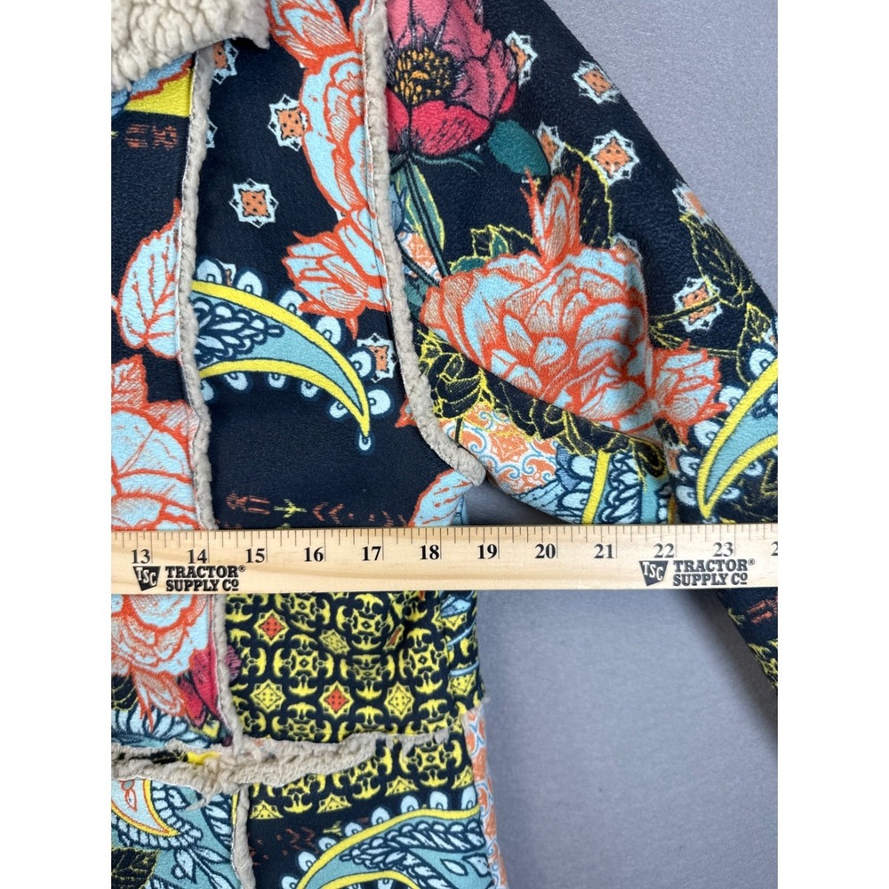 Johnny Was Biya Jacket Women S Multi Floral Sherpa Lined Boho Luxury Chic Preppy - Picture 7 of 12
